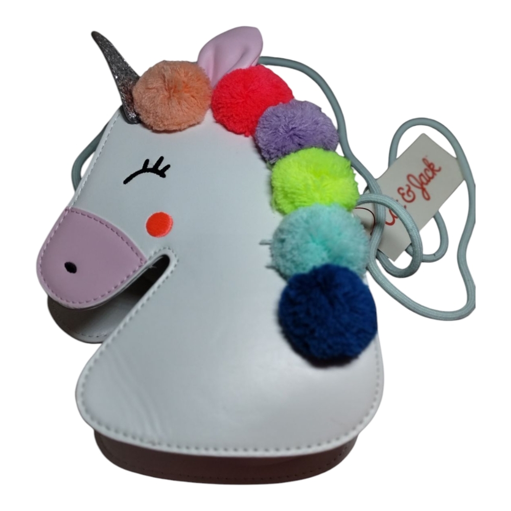 Unicorn Crossbody Bag with Colorful Pom Poms - Picture 3 of 3